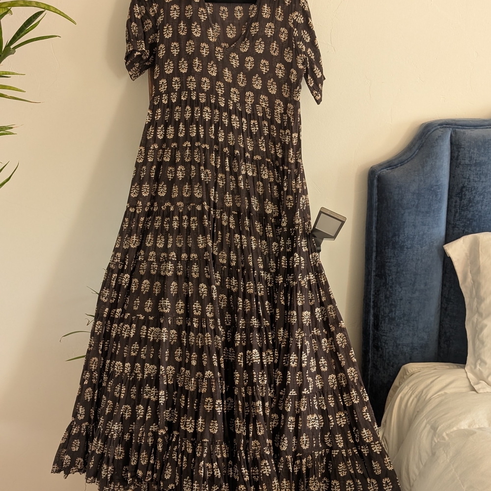 Daughters of India Black and Cream Maxi Dress